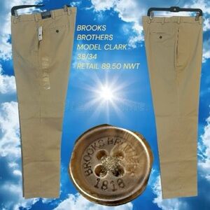 BROOKS BROTHERS ADVANTAGE CHINO WRINKLE FREE “CLARK” WAIST 38 LENGTH 34 NWT $89